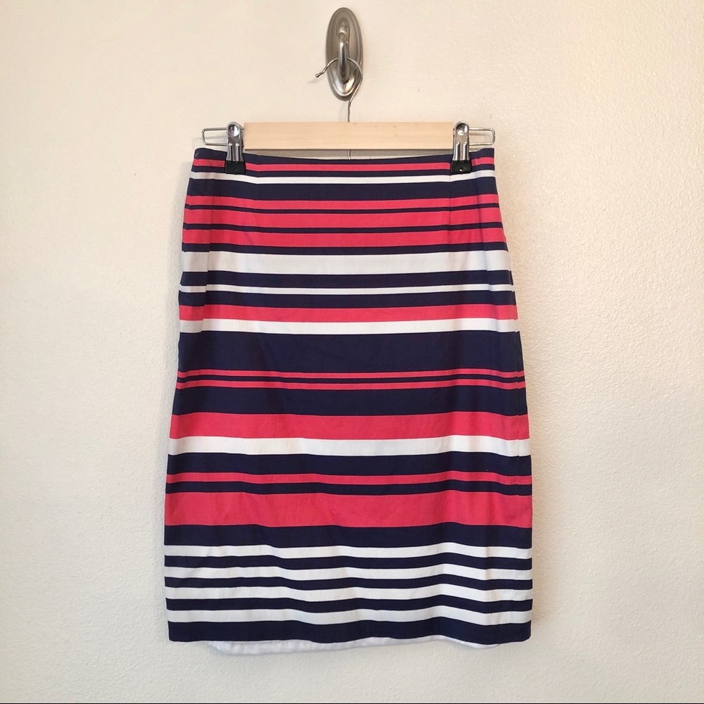 ANTONIO MELANI | Navy & Pink Stripe Pencil Skirt 2